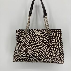 Kate Spade New York Animal Print Nylon Shoulderbag Silver Chain Black/Cream